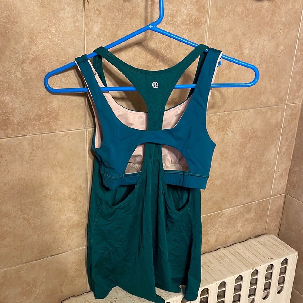 Lulu lemon dark green tank with sports bra